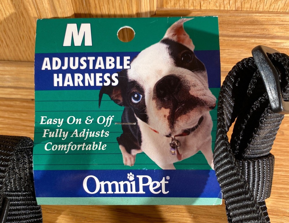 New! OMNIPET Adjustable Pet Harness Black Size Medium Easy On Easy Off