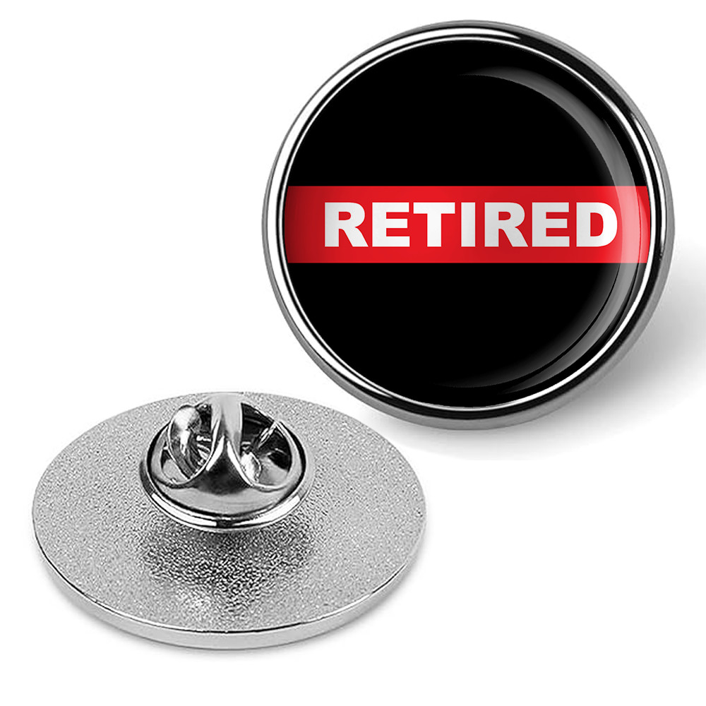 First Responder Firefighter Thin Red Line Retired Brooches & Pins - Silver