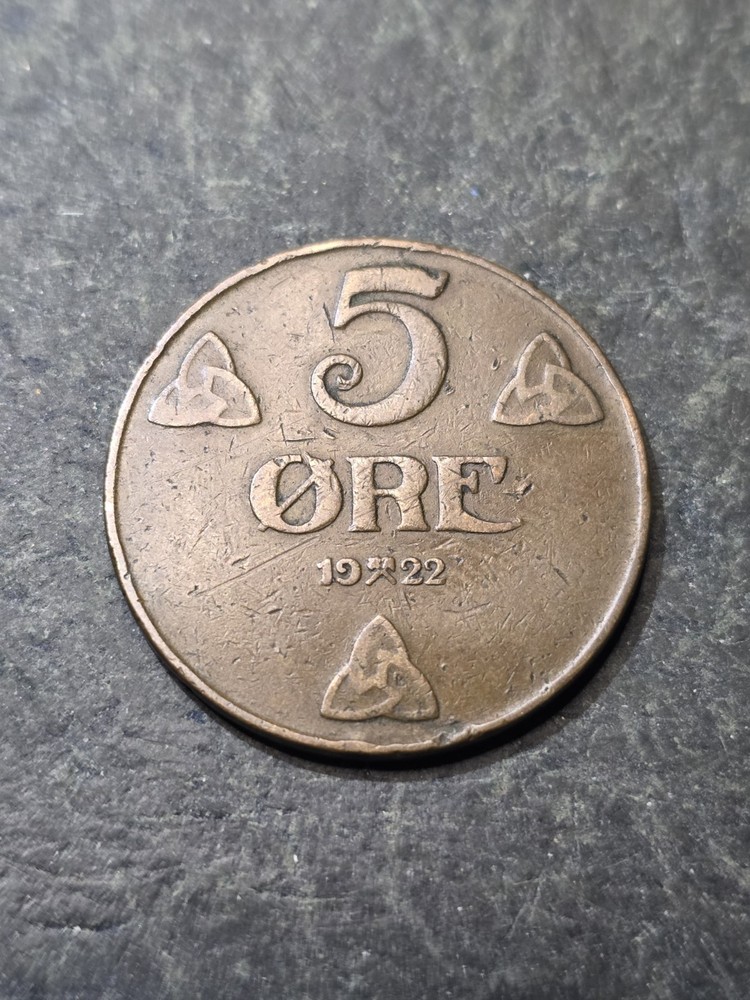 1922 Norway 5 Ore Coin