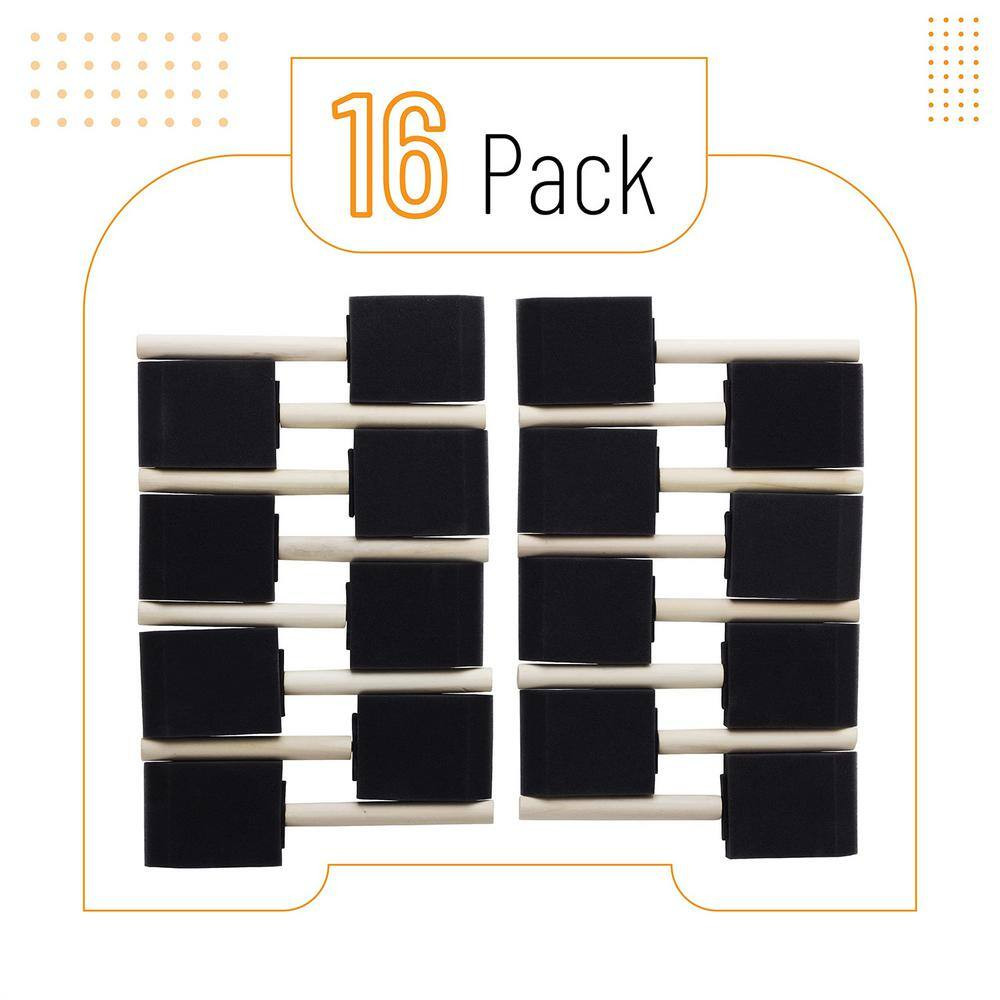 2 In. Foam Paint Brush Set 16-Pack