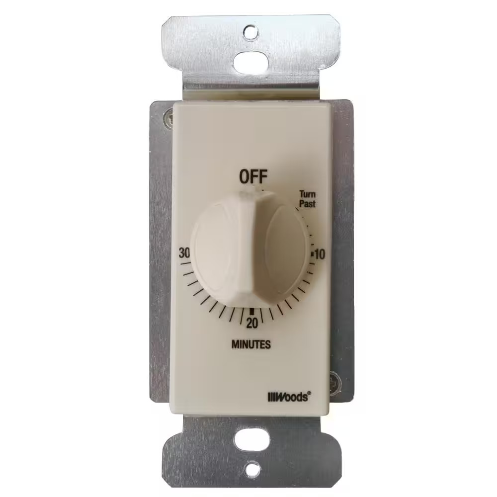 20-Amp 30-Minute In-Wall Spring Wound Countdown Timer Switch, Almond