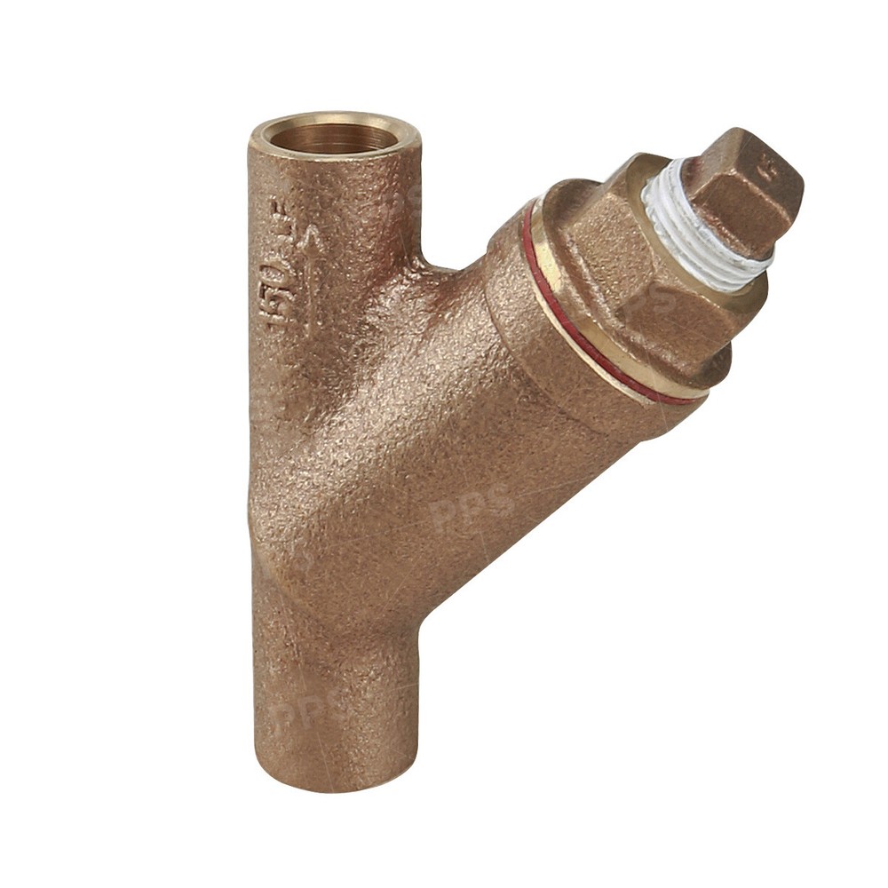 Cast Brass Y Strainer Valve with Plug and Mesh Screen - Sweat Connects