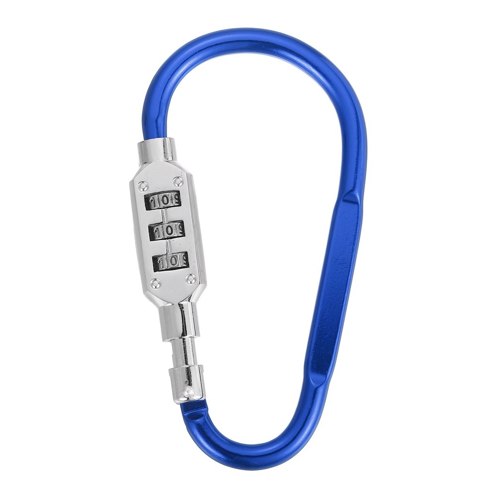 4.8" x 2.4" D-Shaped 3-Digit Code Combination Lock D-Ring Clip Locking, Blue