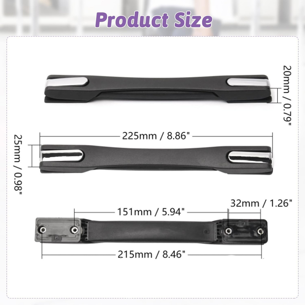 2Pcs Luggage Handle 9.06" X 0.98" (L X W) Plastic Pull Handle Grip Replacement 2