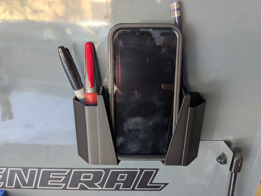 Magnetic Phone Holder For Toolbox With Side Pockets