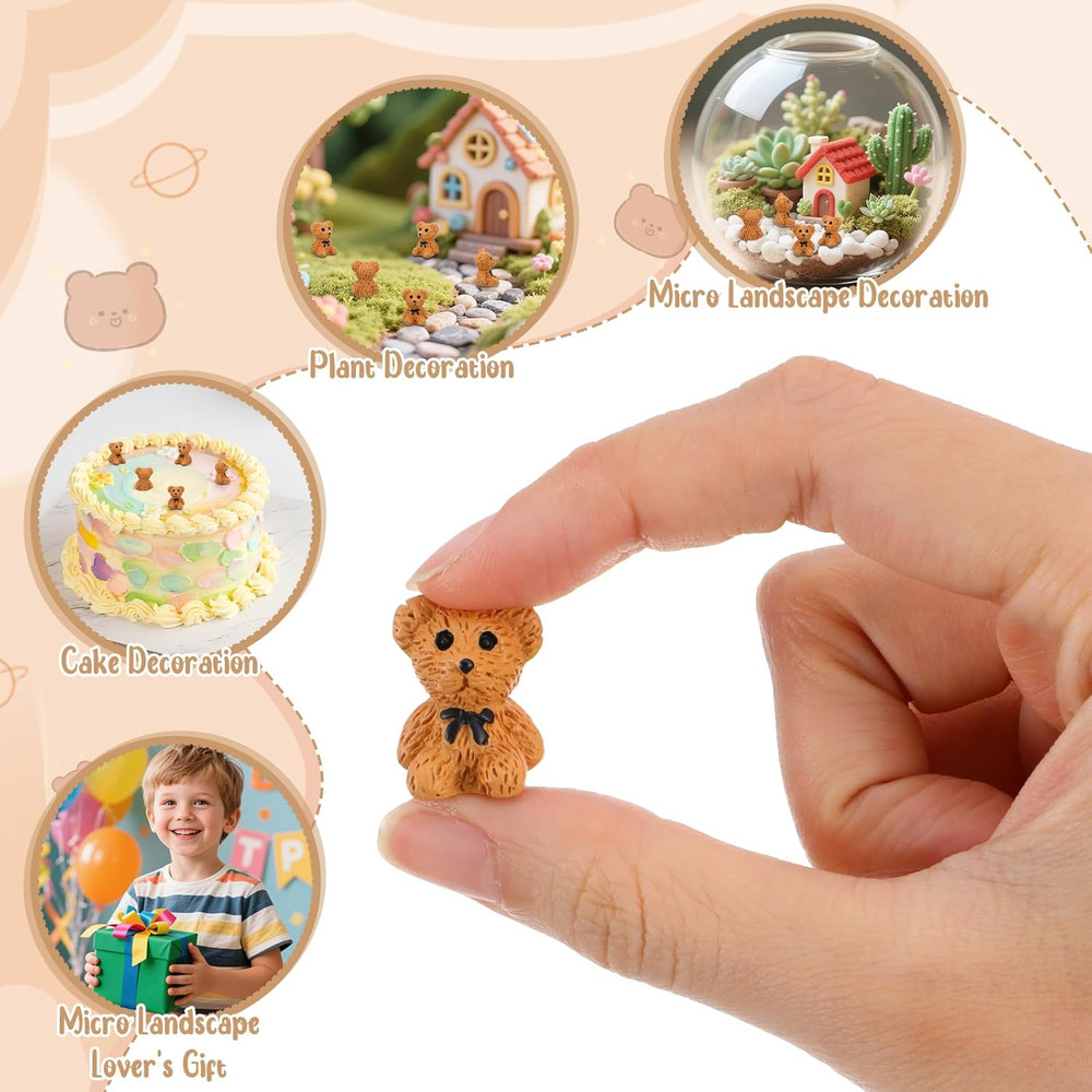 50 Pcs Mini Teddy Bears Mini Resin Figures Small Miniature Bear Cute Tiny Bears