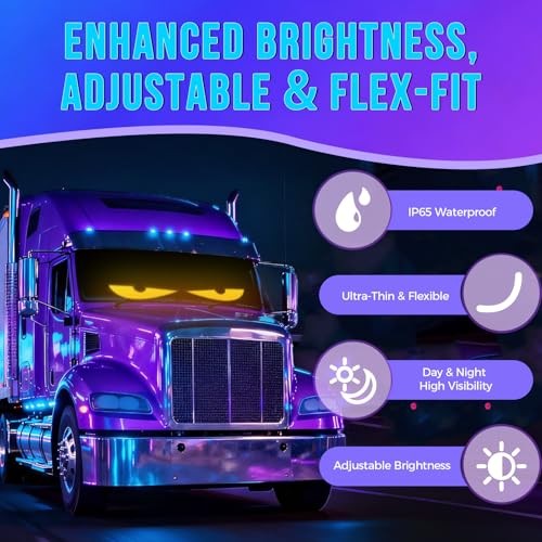 52.36"x7.56" Large Size Windshield Eyes-Devil Eye Light, 5V USB Animated LED