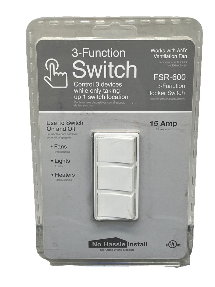 Unbranded Function On/Off Rocker Switch, FSR 600 W7, White, 15 Amp, {7}.