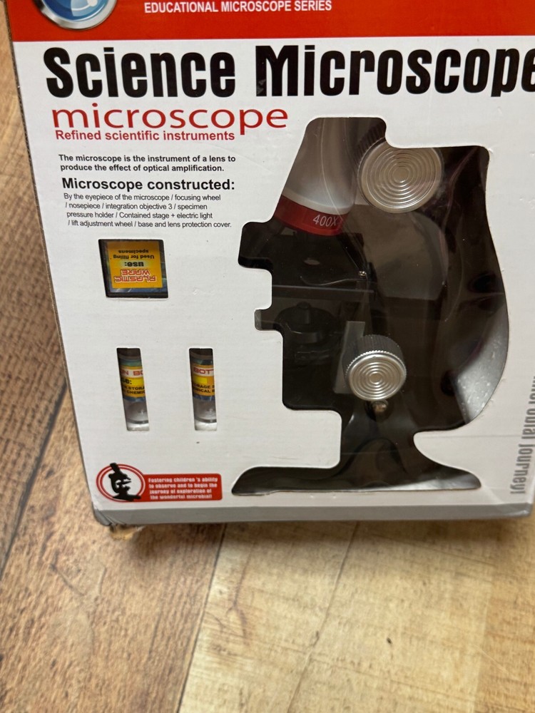 Science Microscope Kit 100x 400x 1200x Educational Microscope w/ Slides & Tools