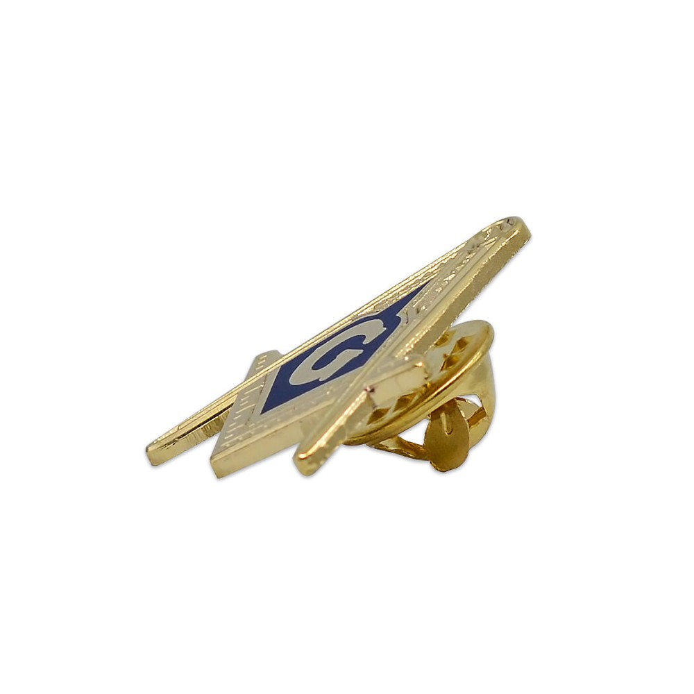 Square & Compass Masonic Lapel Pin - [Gold & Blue][1'' Tall]