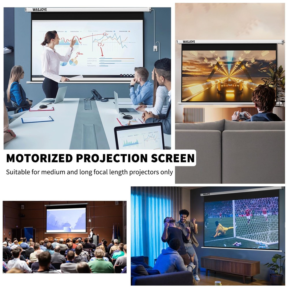 Motorised Projector Screen 120" - 16:9 Electric Projector Screen Wall/Ceiling...