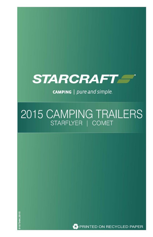 Starcraft 2015 Starflyer Comet Camping Trailer Manual Instructions User Guide