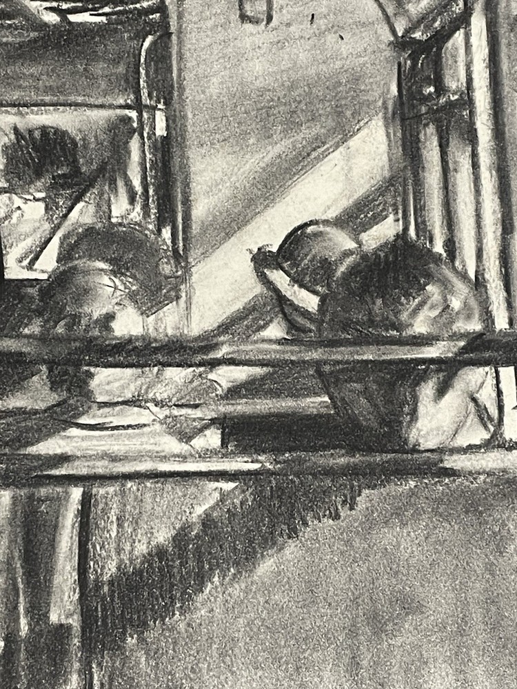 Northern Art original charcoal drawing. Signed.