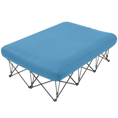 Camping Cot,Camping Cots for Adults,Folding Camping Cot with Queen Blue