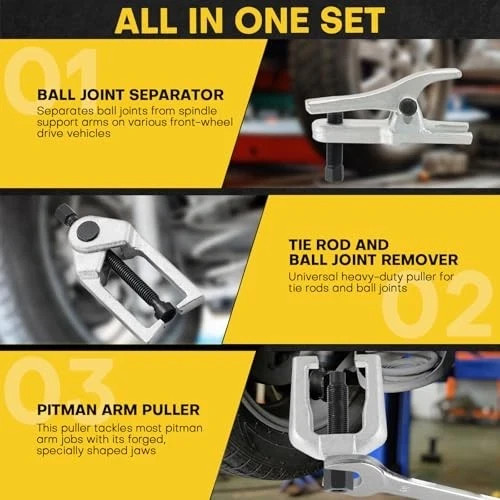 Ball Joint Separator Kit | 5 in 1 Pitman Arm Puller, Tie Rod End Tool Set,