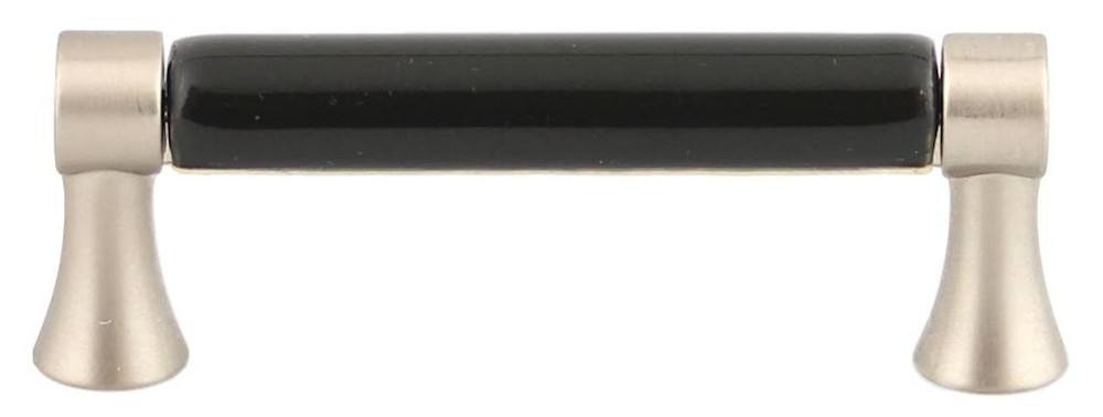 3" Black Ceramic Center Pull Brushed Pewter