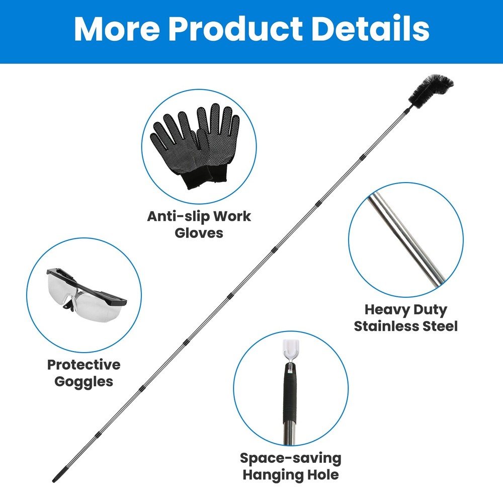 11.5FT Telescoping Gutter Cleaning Brush Tools Extendable Rain Gutter Cleaner