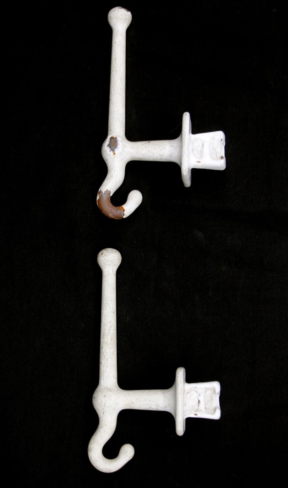 Vintage Cast Iron White Painted Flush Mount Wall Hook