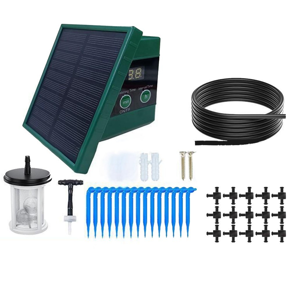 Solar Powered Drip Irrigation System with Timer for Efficient Watering Needs
