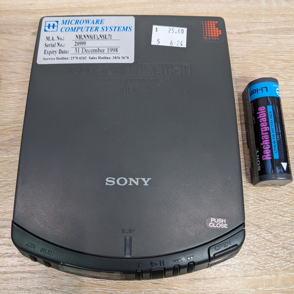 Sony CD-ROM/PLAYER Discman Portable  MODEL PRD-250 Untested