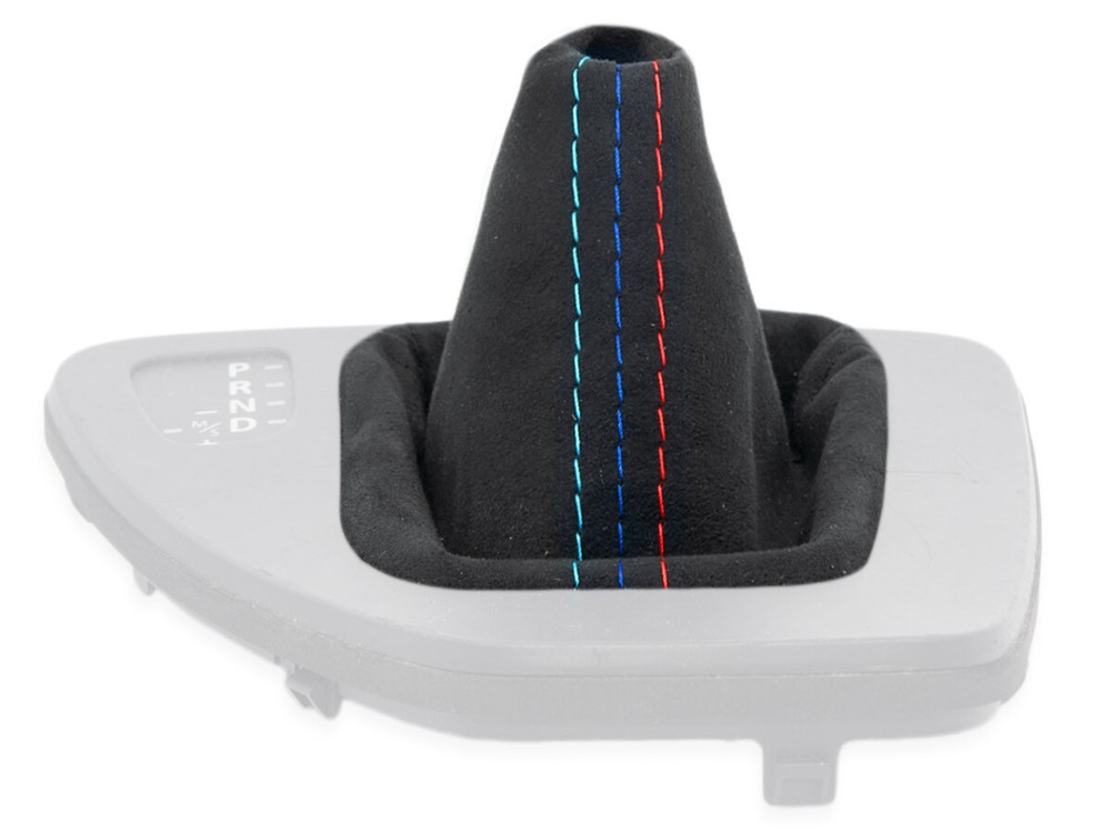 FOR BMW E90 E91 automat. GEAR SHIFT BOOT GAITER ALCANTARA STITCH MPOWER + FRAME