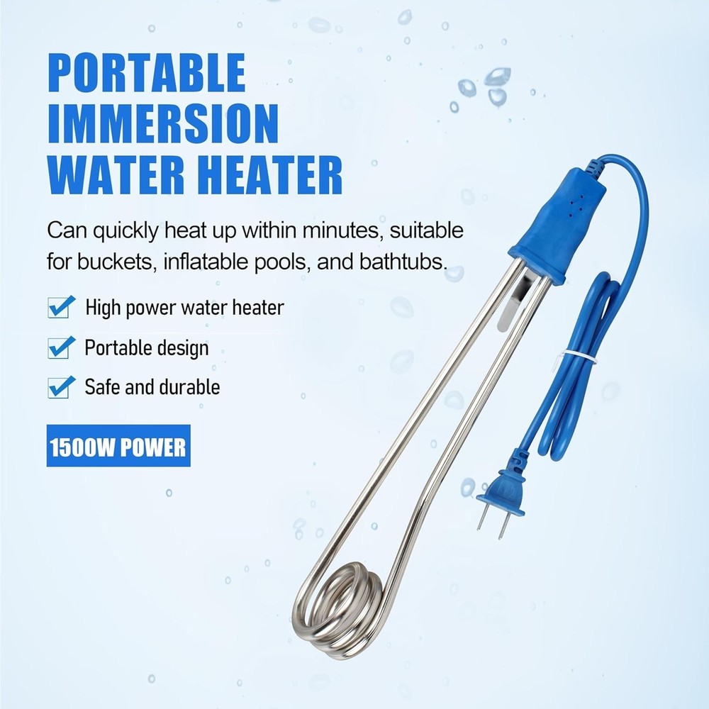 Immersion Heater, Sumersile Water Heater，1500W/1000W-110V Portale Electric Im...