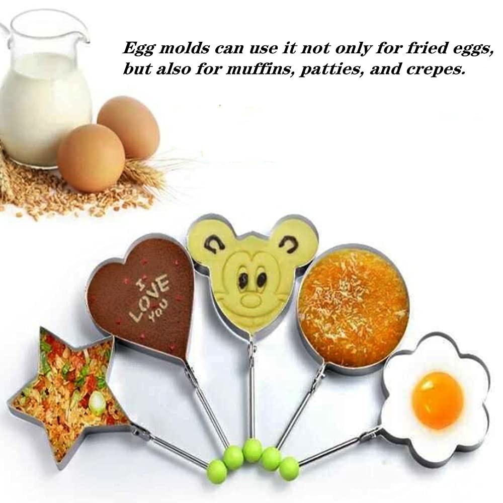 10 Pack Stainless Steel Egg Molds Different Shape Egg Ring Molds for Cooking