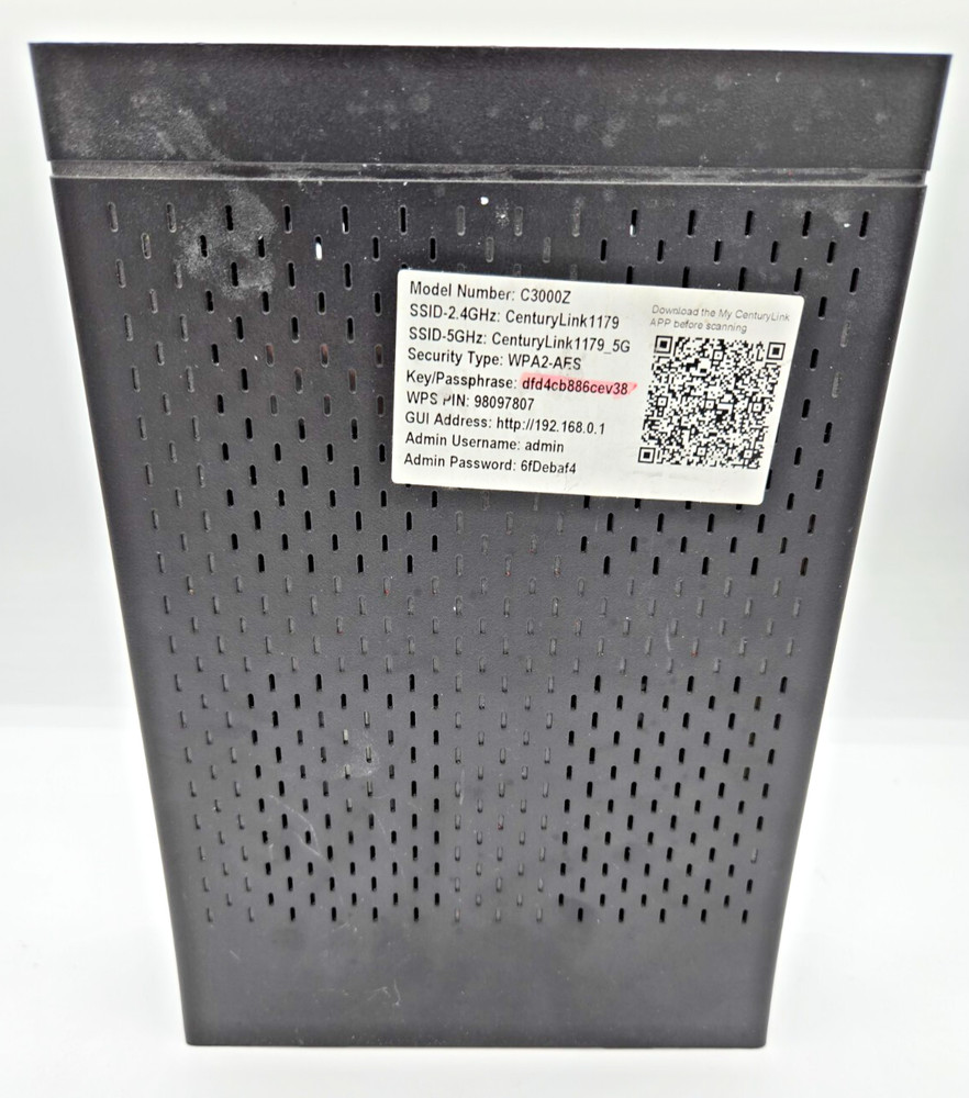 UNTESTED ZyXEL CenturyLink C3000Z Wireless Modem