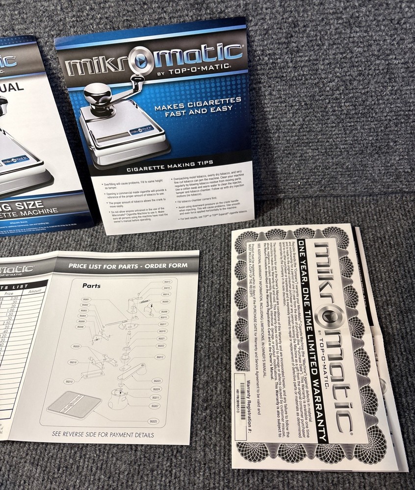 MikrOmatic TOP-O-Matic King Size Cigarette Machine - Open Box Used
