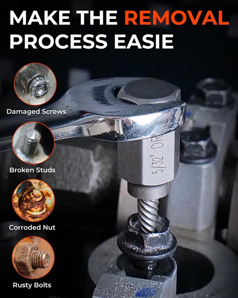 Easy Out Screw Extractor Set w HSS Steel Reverse Drill Bit for Broken Nuts 19PCS