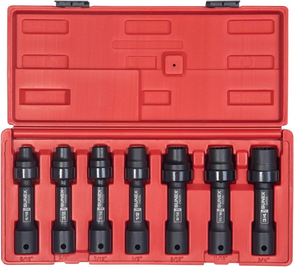 SUNEX 7-PC 1/2" Drive SAE 12-Point Driveline Socket Set