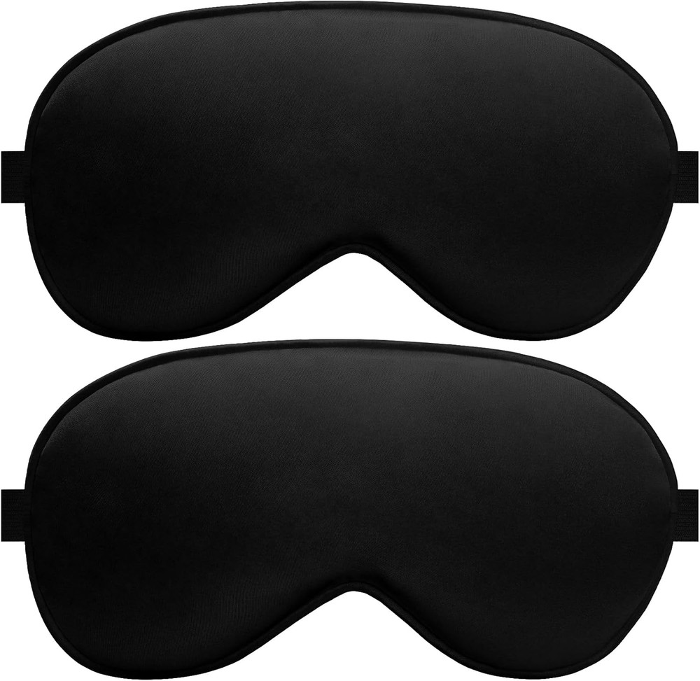 Silk Sleep Mask – 2 Pack Silk Eye Mask for Sleeping, Adjustable Strap, 100% Blac