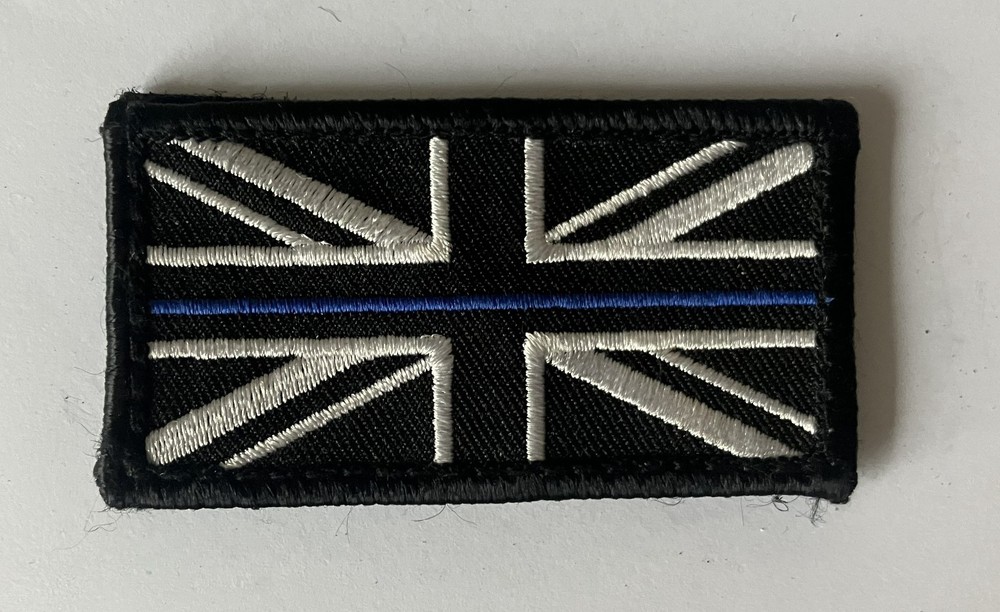 British Police Thin Blue Line memorial flag patch
