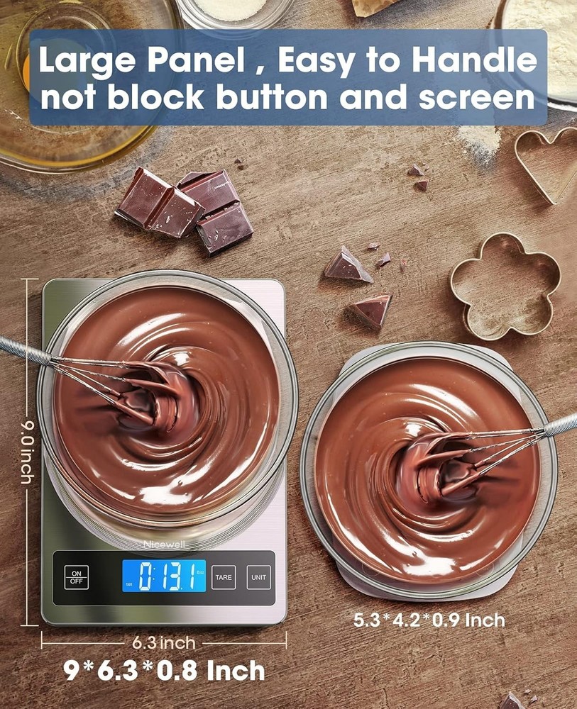 22lb Digital Kitchen Scale - Precise 1g/0.1oz Graduation for Cooking & Baking