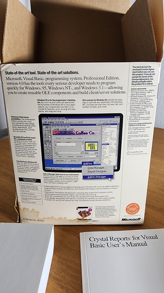 Microsoft Visual Basic Professional Edition 4.0 W/CD Key Windows 95 VB4 Pro