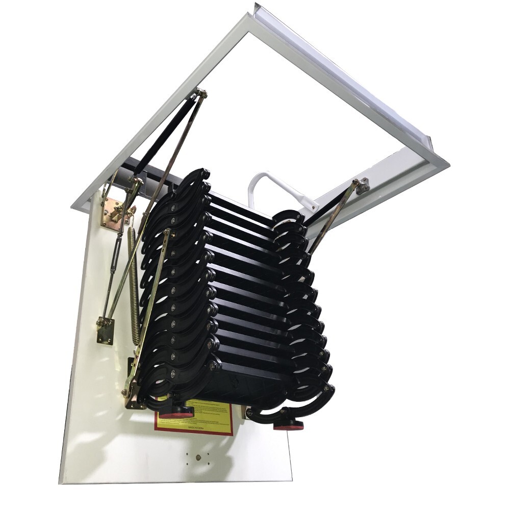 Black Hidden Pull-down Folding Stairs Retractable Stairs for Domestic Attic