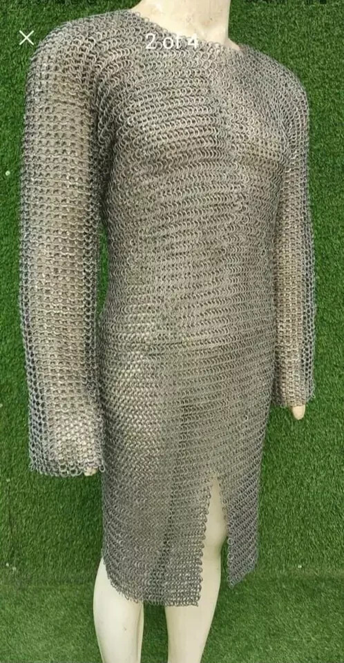Medieval Chainmail Shirt Large Size Riveted Chainmail Hauberk Medieval Armor-mfc