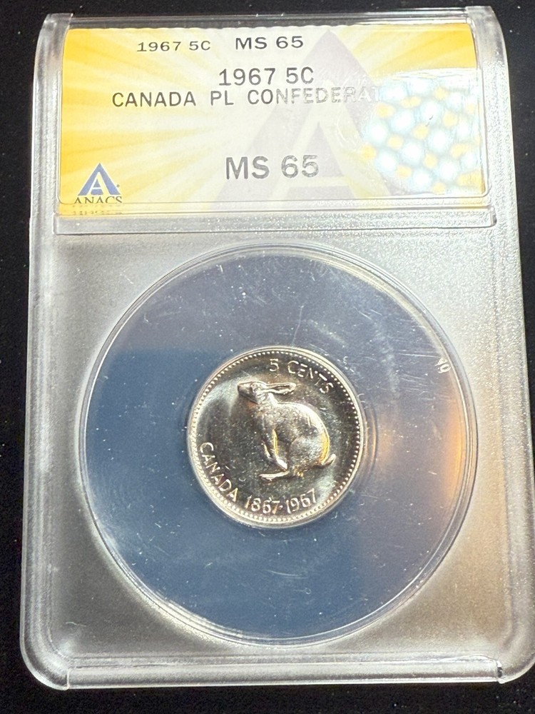 1967 Canada Nickel ANACS MS65 Rabbit Nickel