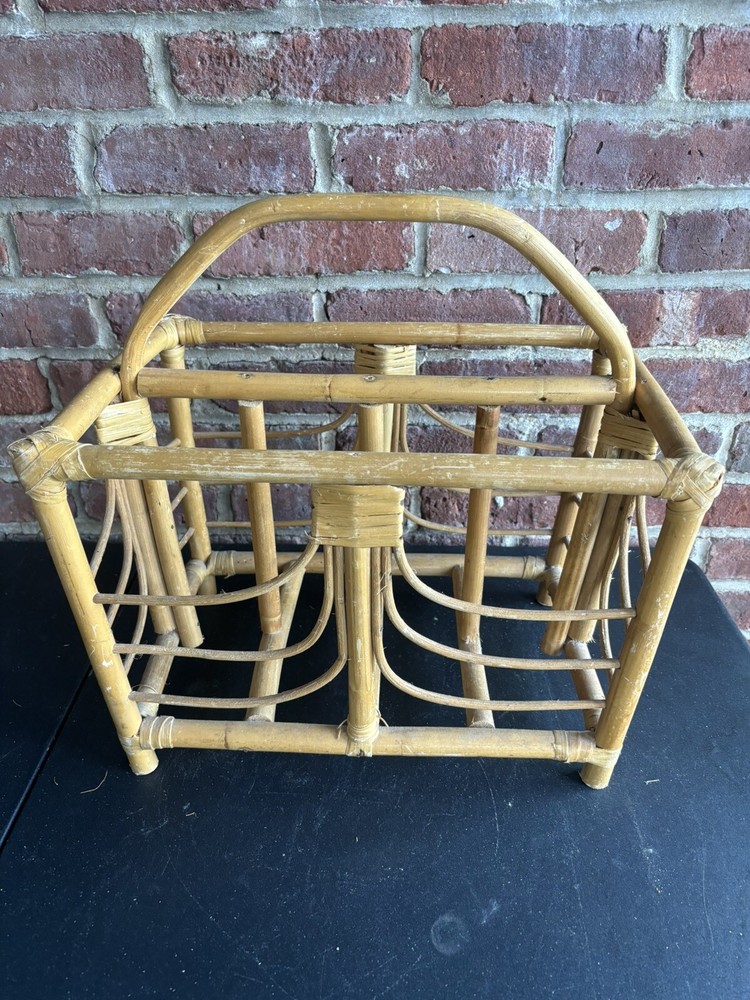 Vintage Boho Bamboo & Rattan Magazine Rack