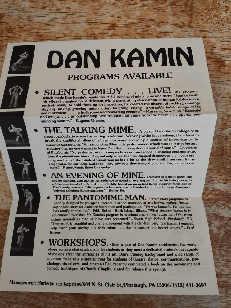 VINTAGE DAN KAMIN FLYER BROCHURE