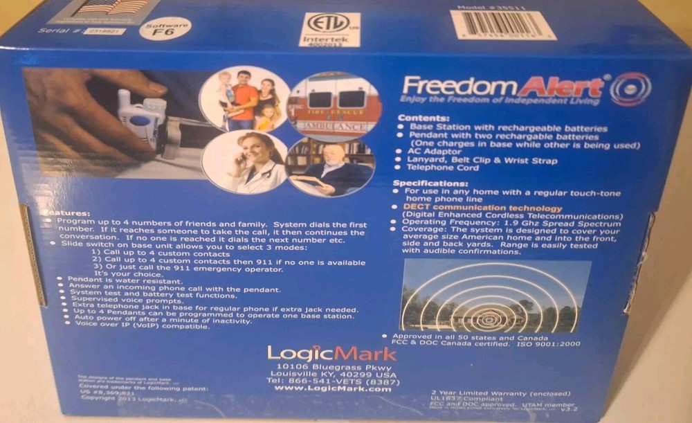 Freedom Alert 35511 Logic Mark Personal Emergency Response System - READ