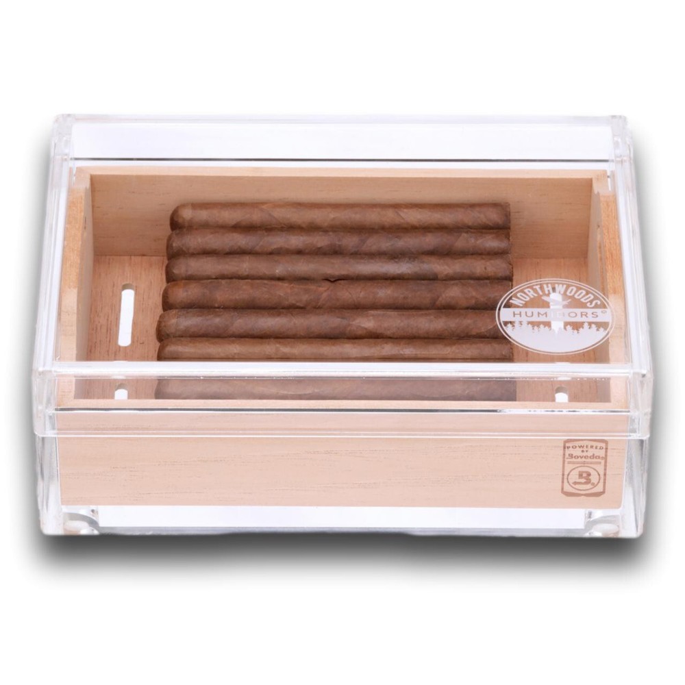 Small Acrylic 20-Cigar Humidor Powered by Boveda