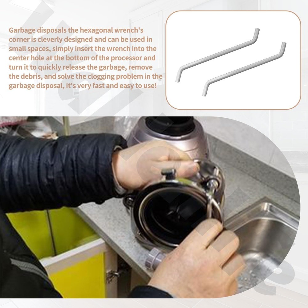 Garbage Disposal Unjamming Wrench Tool for Insinkerator and Moen, Silver