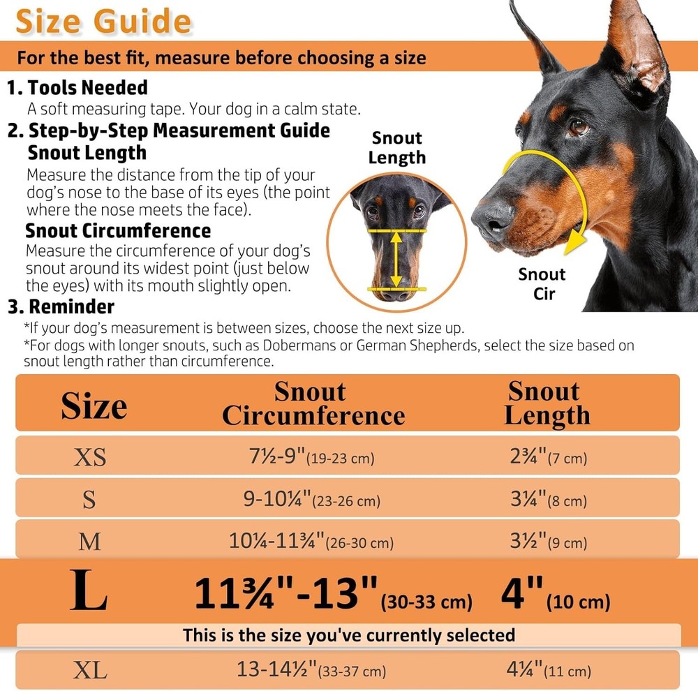 Lightweight Humane Muzzle for Large Dogs - Secure Fit for Training & Walking