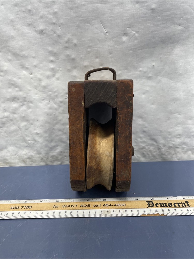 Large antique wooden barn pulley Rustic Decor