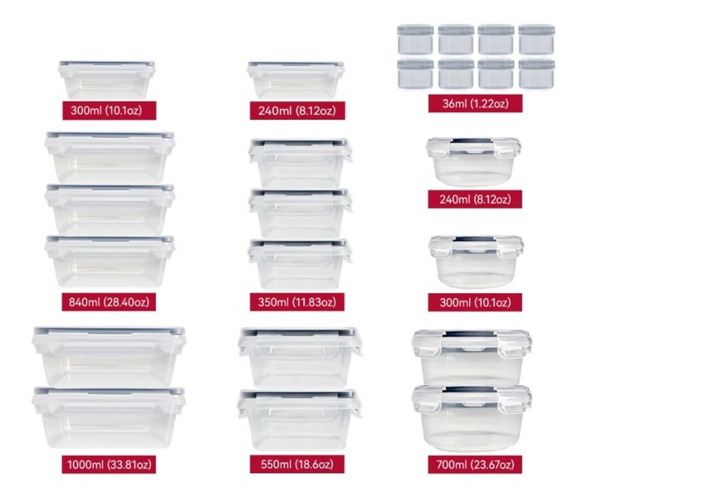 Plastic Food Storage Container Set - 50 Pc