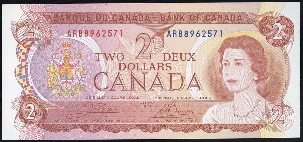 Canada Paper Money 1974 $2 CU Note