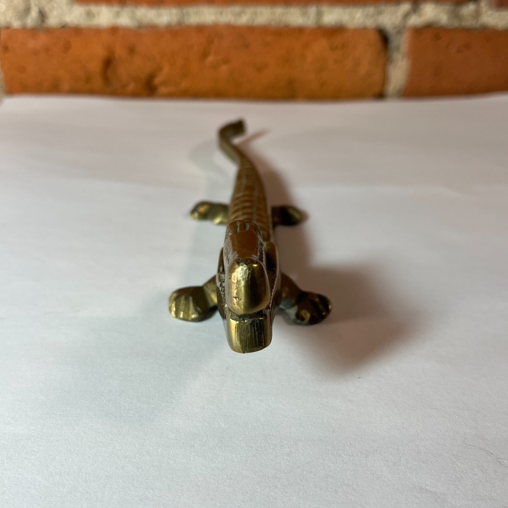 Vintage Brass Alligator Nutcracker 8" Figural Crocodile Kitchen Tool