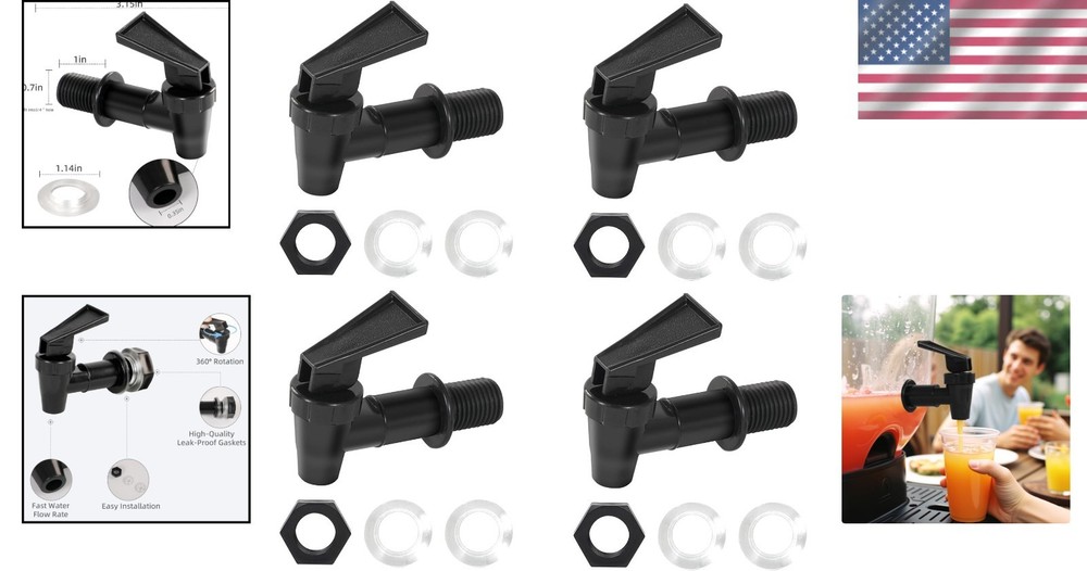 Multi-Use 4 PCS Water Spigot Set - Leak Resistant & Easy Installation for Drinks