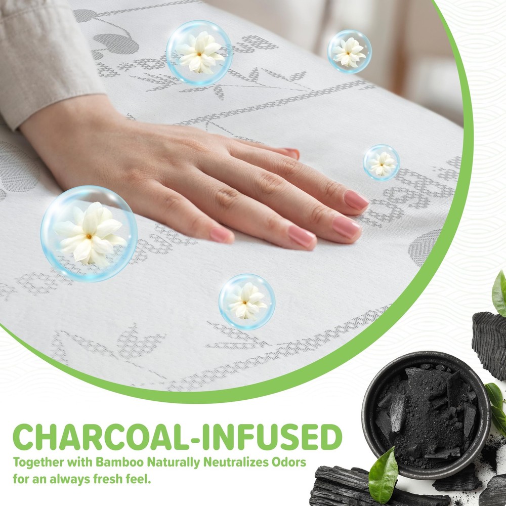 Premium Bamboo Mattress Protector Waterproof | Extra Soft | Enfused Charcoal ...